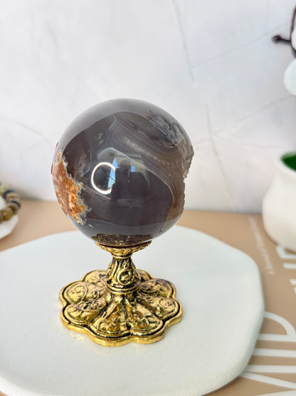 Celestial Forest Druzy Sphere – Brazilian Agate with Dendrite Veins