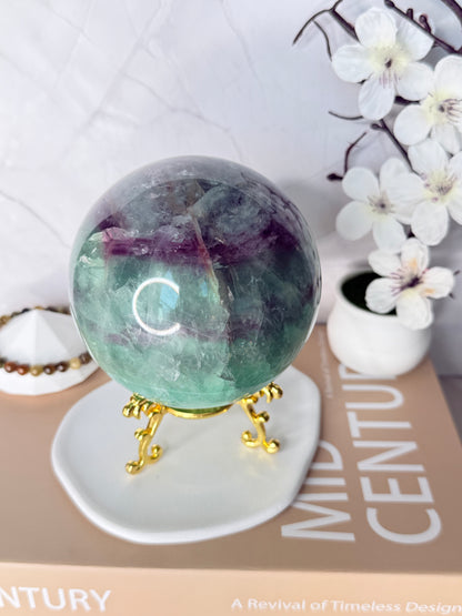 Aurora Glow Large Rainbow Fluorite Sphere – UV Reactive