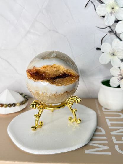 Golden Radiance Druzy Yellow Agate Sphere – Brazilian