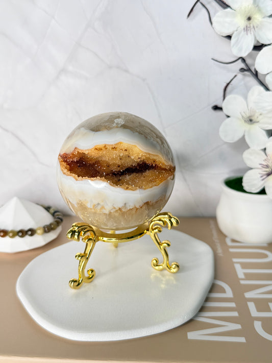 Golden Radiance Druzy Yellow Agate Sphere – Brazilian