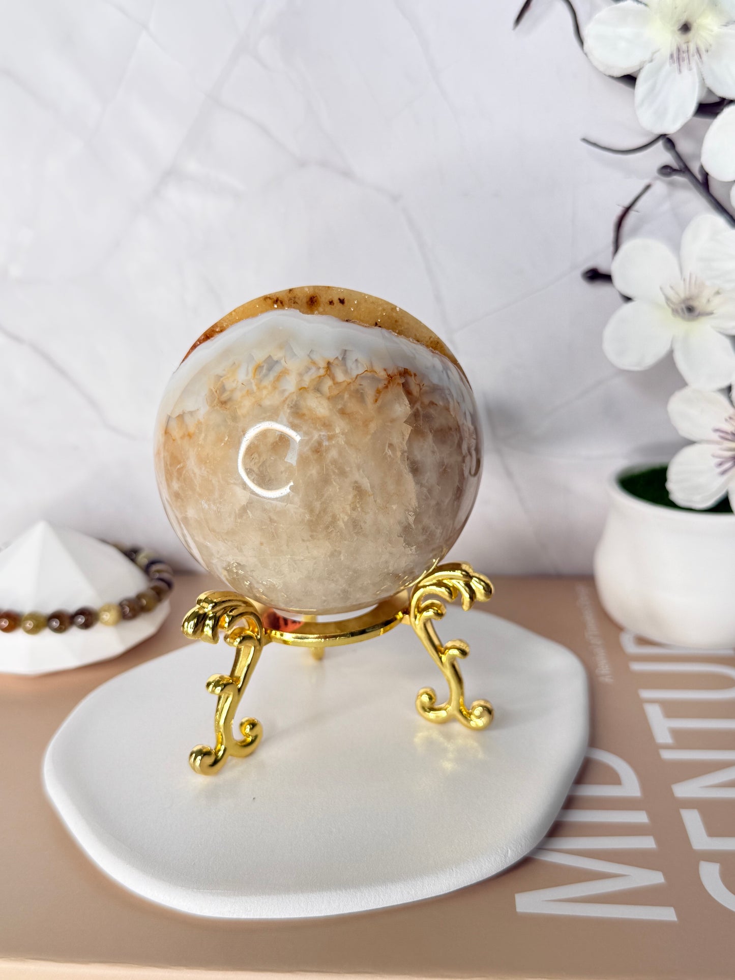 Golden Radiance Druzy Yellow Agate Sphere – Brazilian