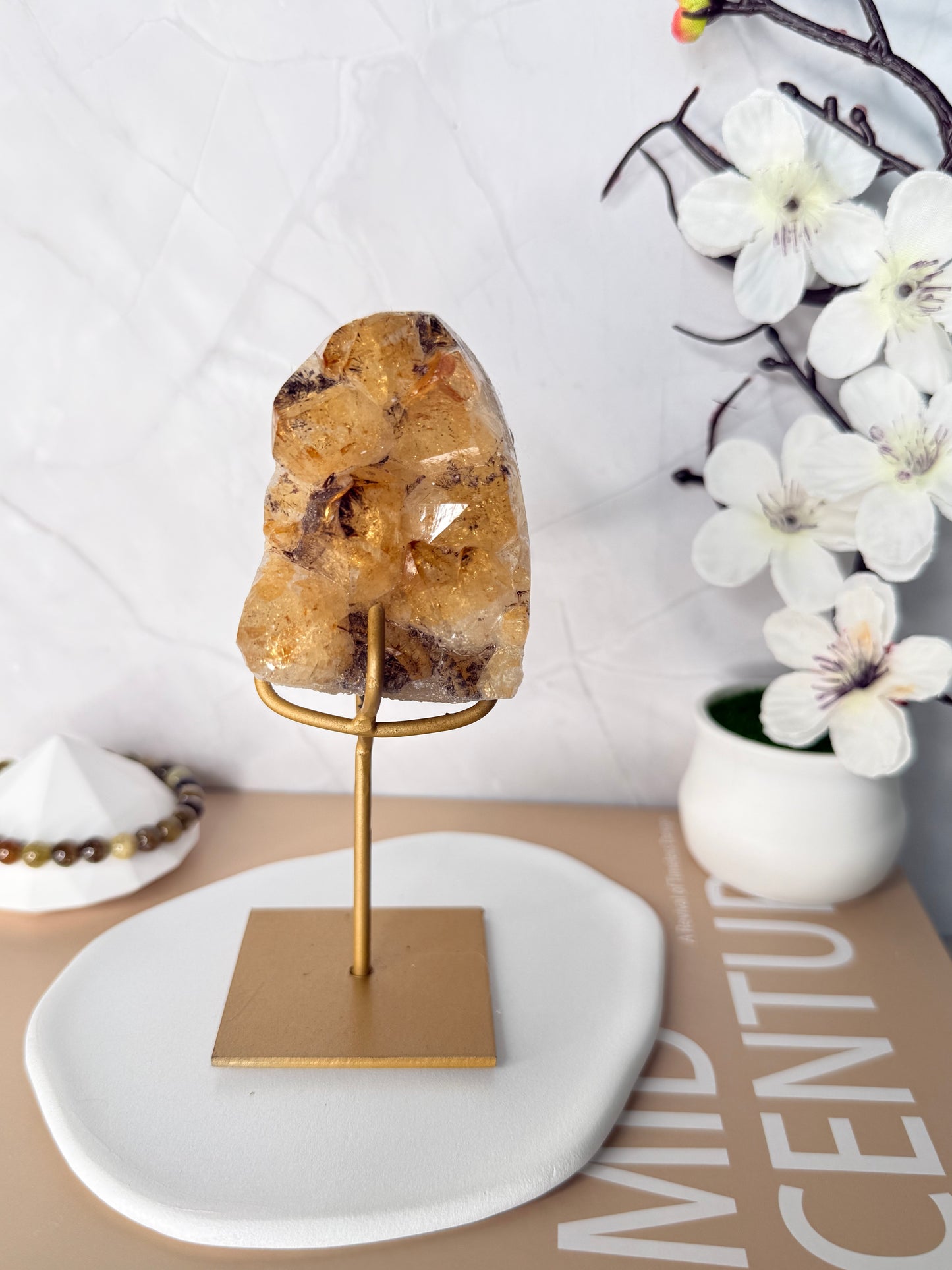 Solar Alchemy Citrine Freeform on Stand – Heated Amethyst