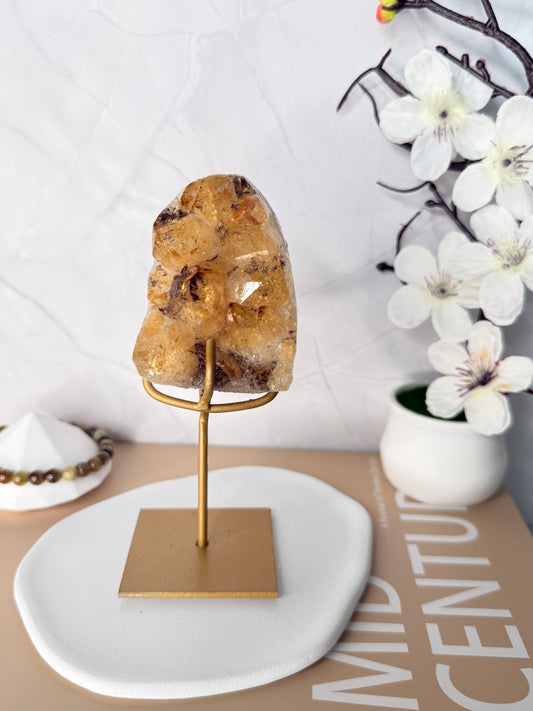 Solar Alchemy Citrine Freeform on Stand – Heated Amethyst
