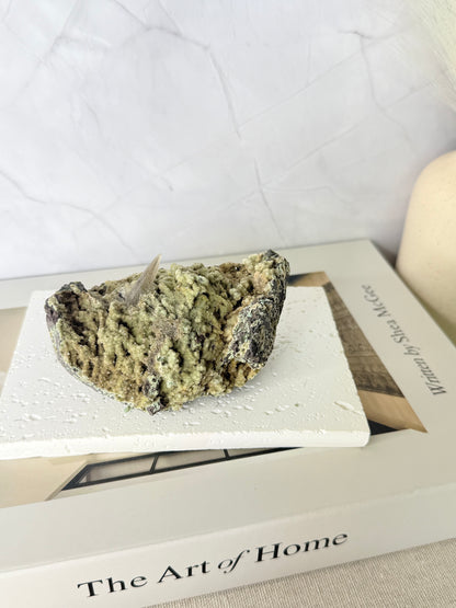 Forest Green Chalcedony with Dogtooth Calcite Raw Specimen (Jalgaon Mine, Maharashtra, India)