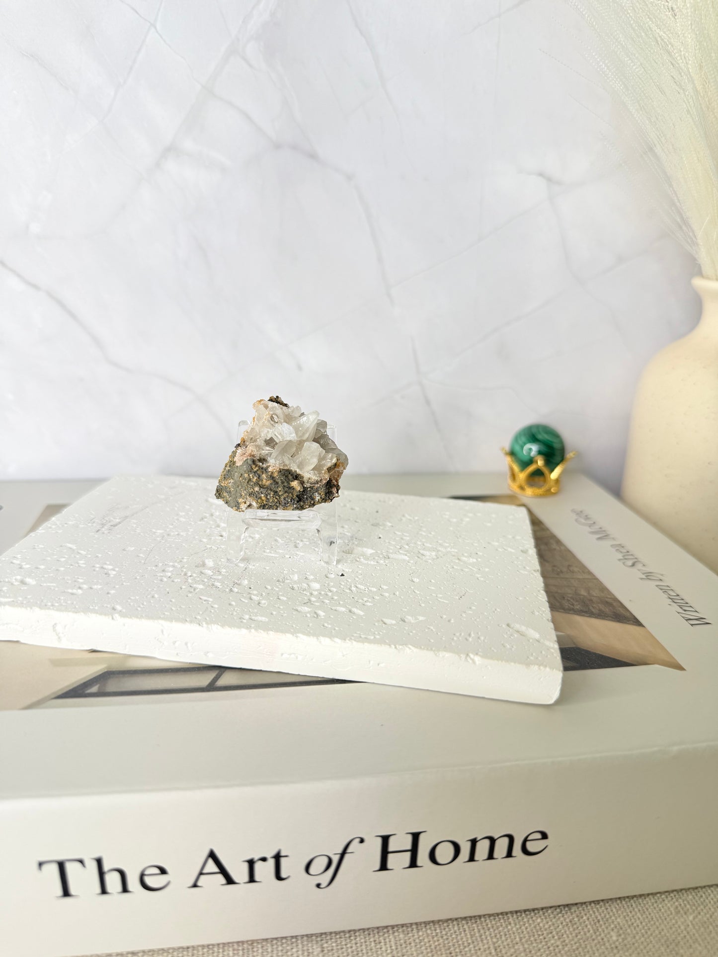 Forest Green Chalcedony with Dogtooth Calcite Raw Specimen (Jalgaon Mine, Maharashtra, India)