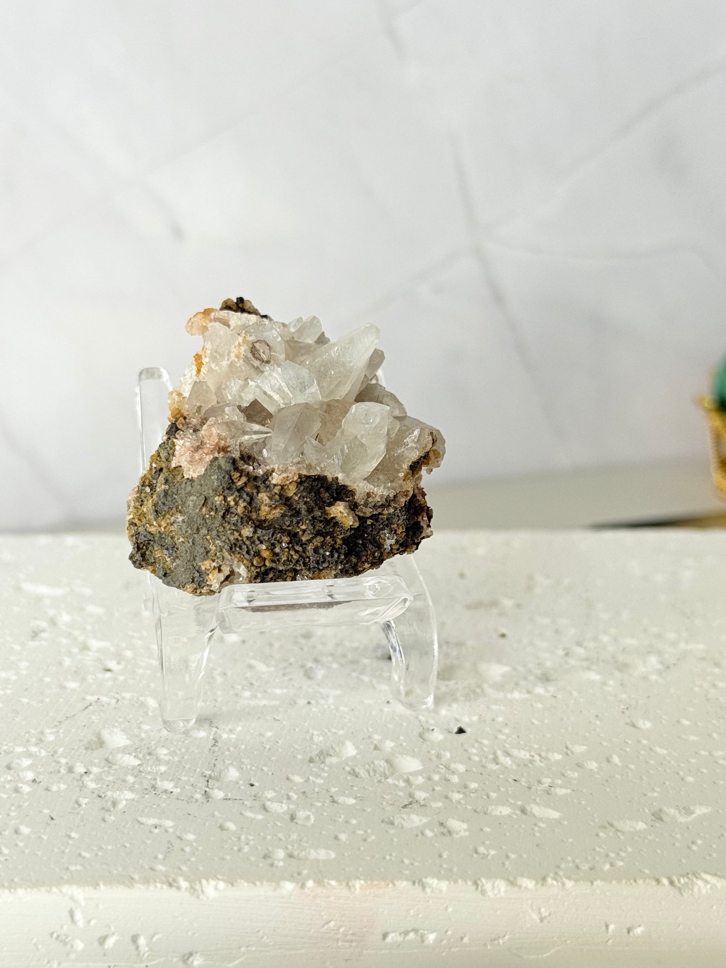 Forest Green Chalcedony with Dogtooth Calcite Raw Specimen (Jalgaon Mine, Maharashtra, India)