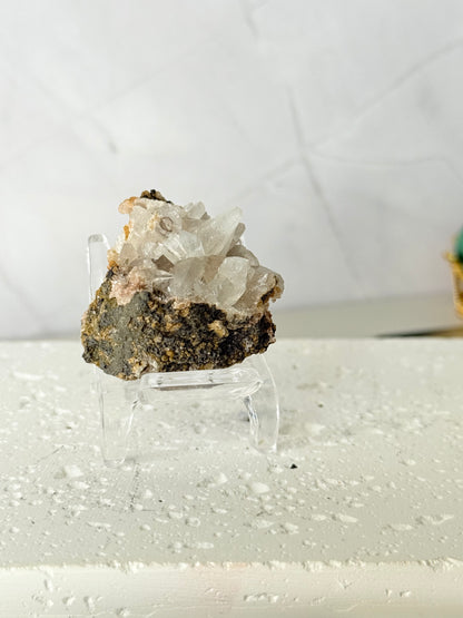 Forest Green Chalcedony with Dogtooth Calcite Raw Specimen (Jalgaon Mine, Maharashtra, India)