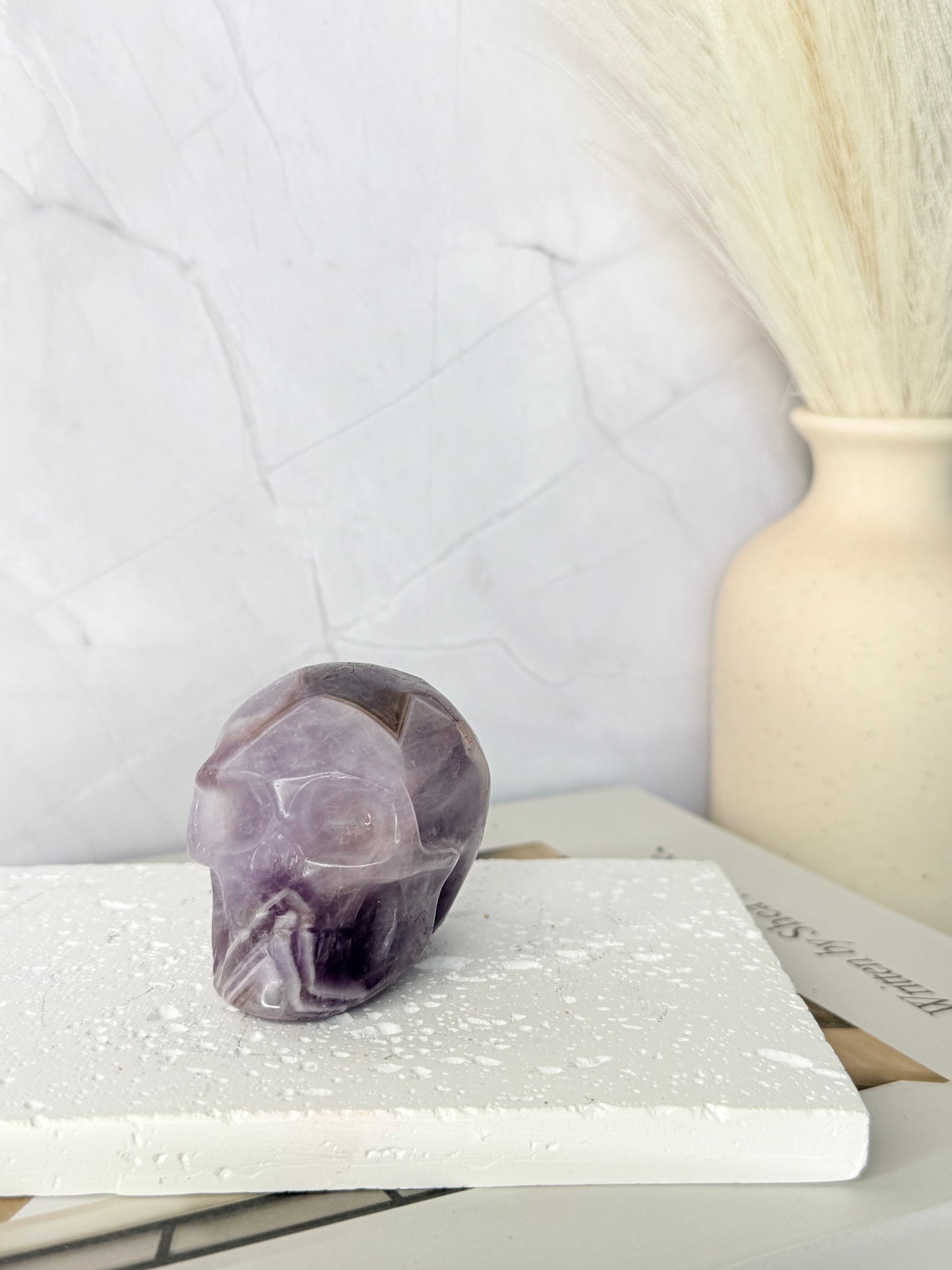 Chevron Amethyst Skull Carving - Auralis Crystals