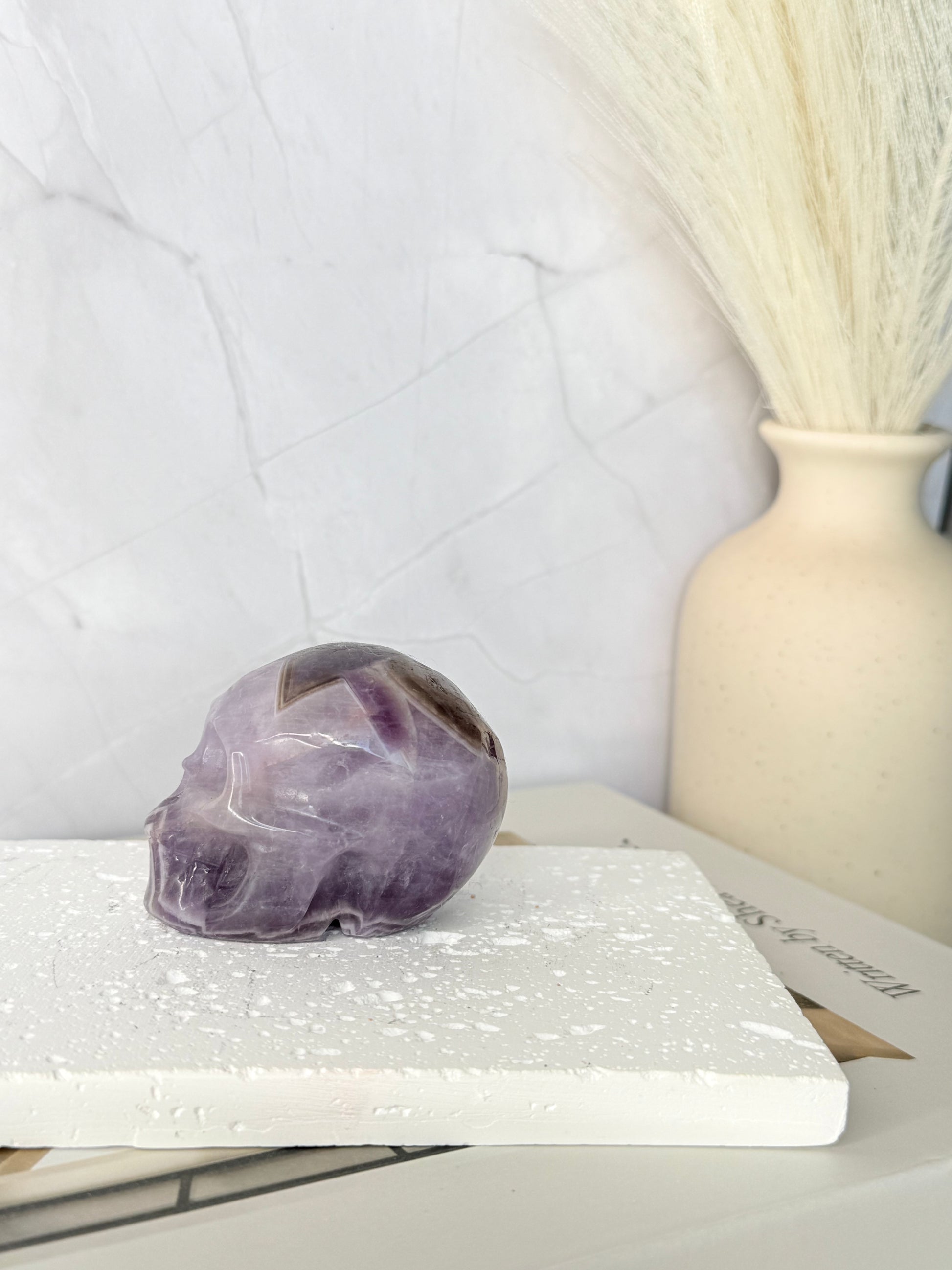 Chevron Amethyst Skull Carving - Auralis Crystals