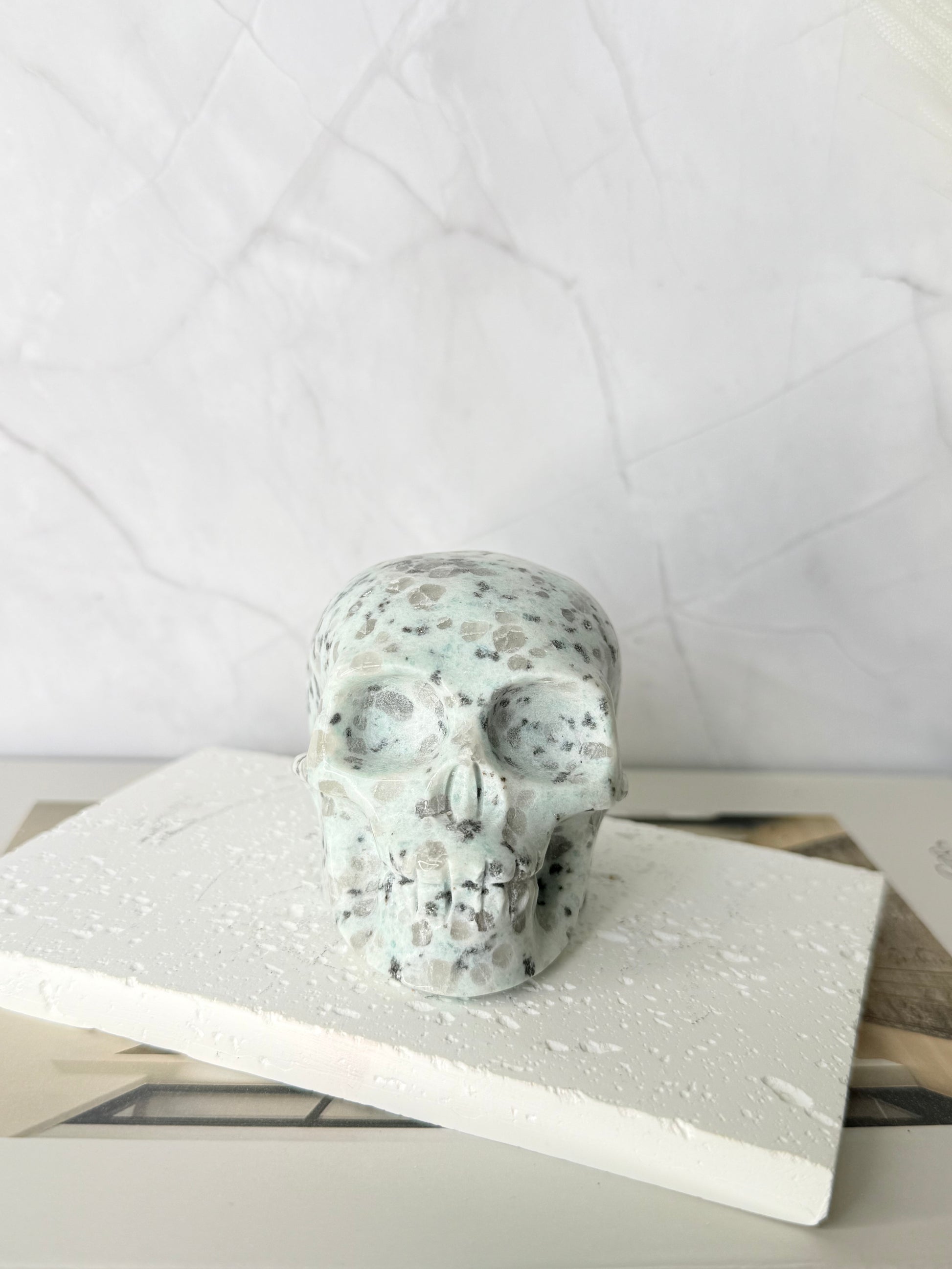 Kiwi Jasper Skull Carving (Medium) - Auralis Crystals