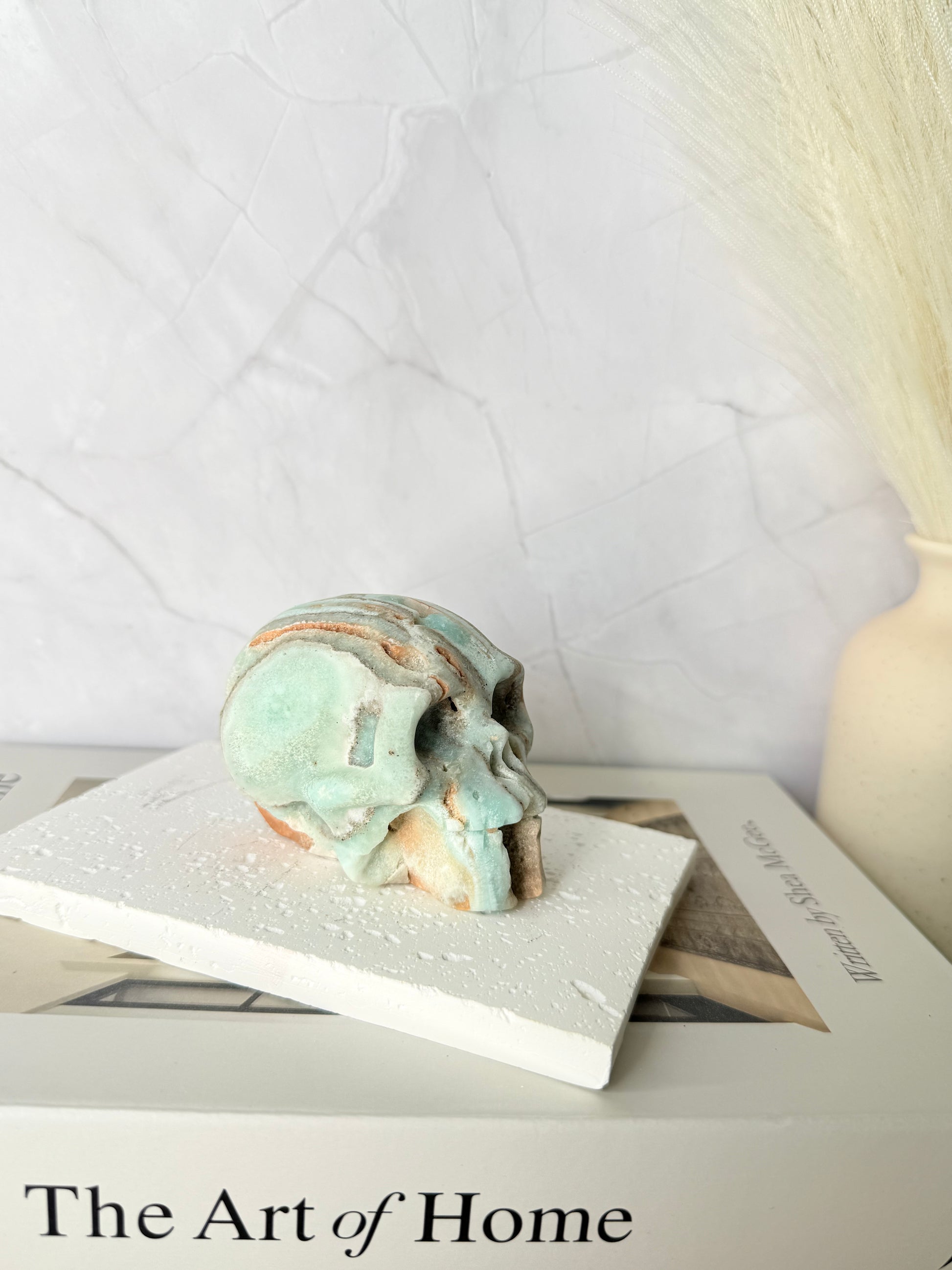 Druzy Hemimorphite Skull Carving (Medium) - Auralis Crystals