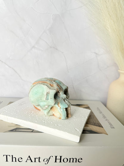 Druzy Hemimorphite Skull Carving (Medium) - Auralis Crystals