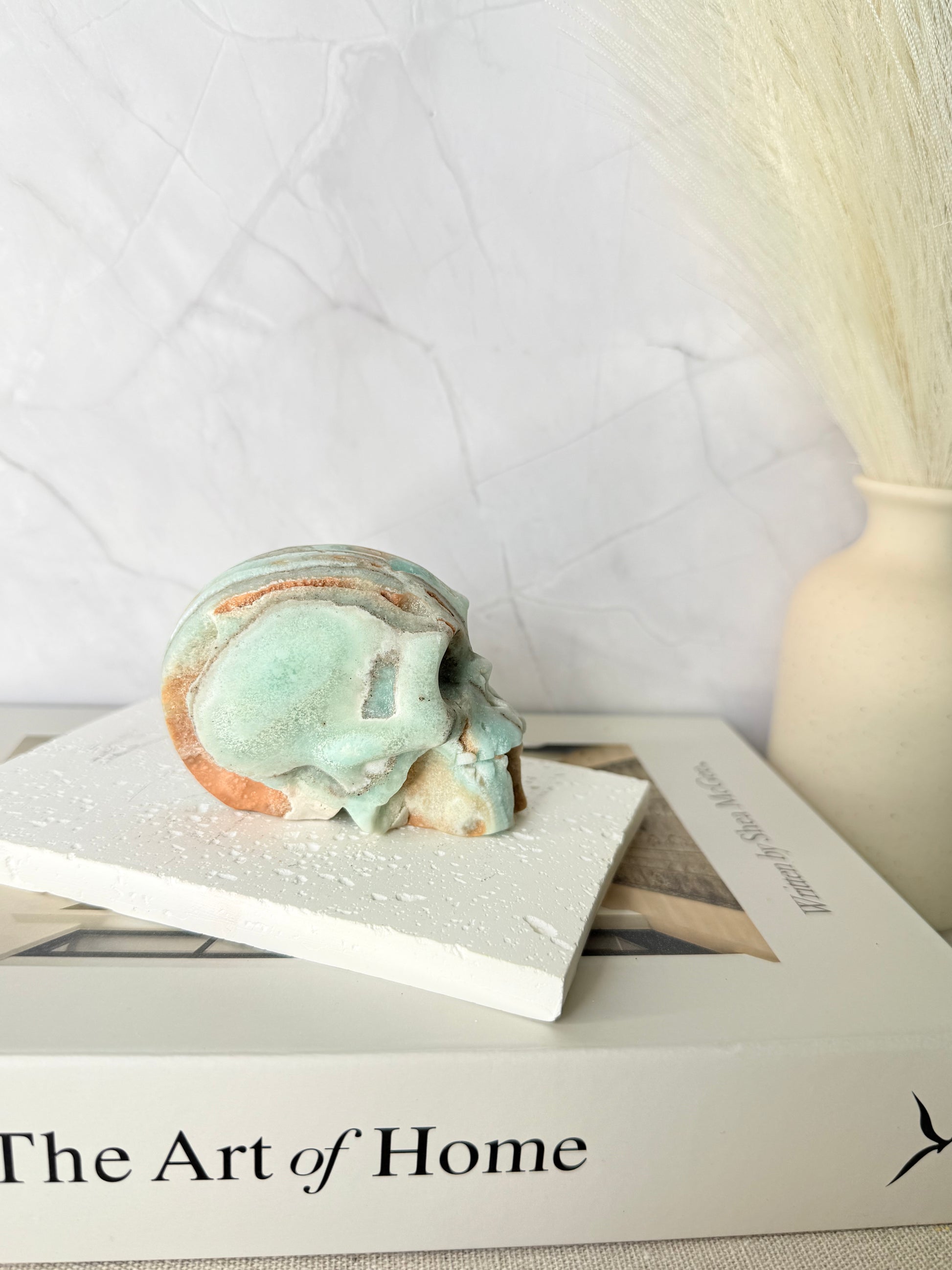 Druzy Hemimorphite Skull Carving (Medium) - Auralis Crystals