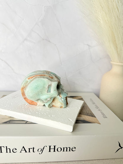 Druzy Hemimorphite Skull Carving (Medium) - Auralis Crystals