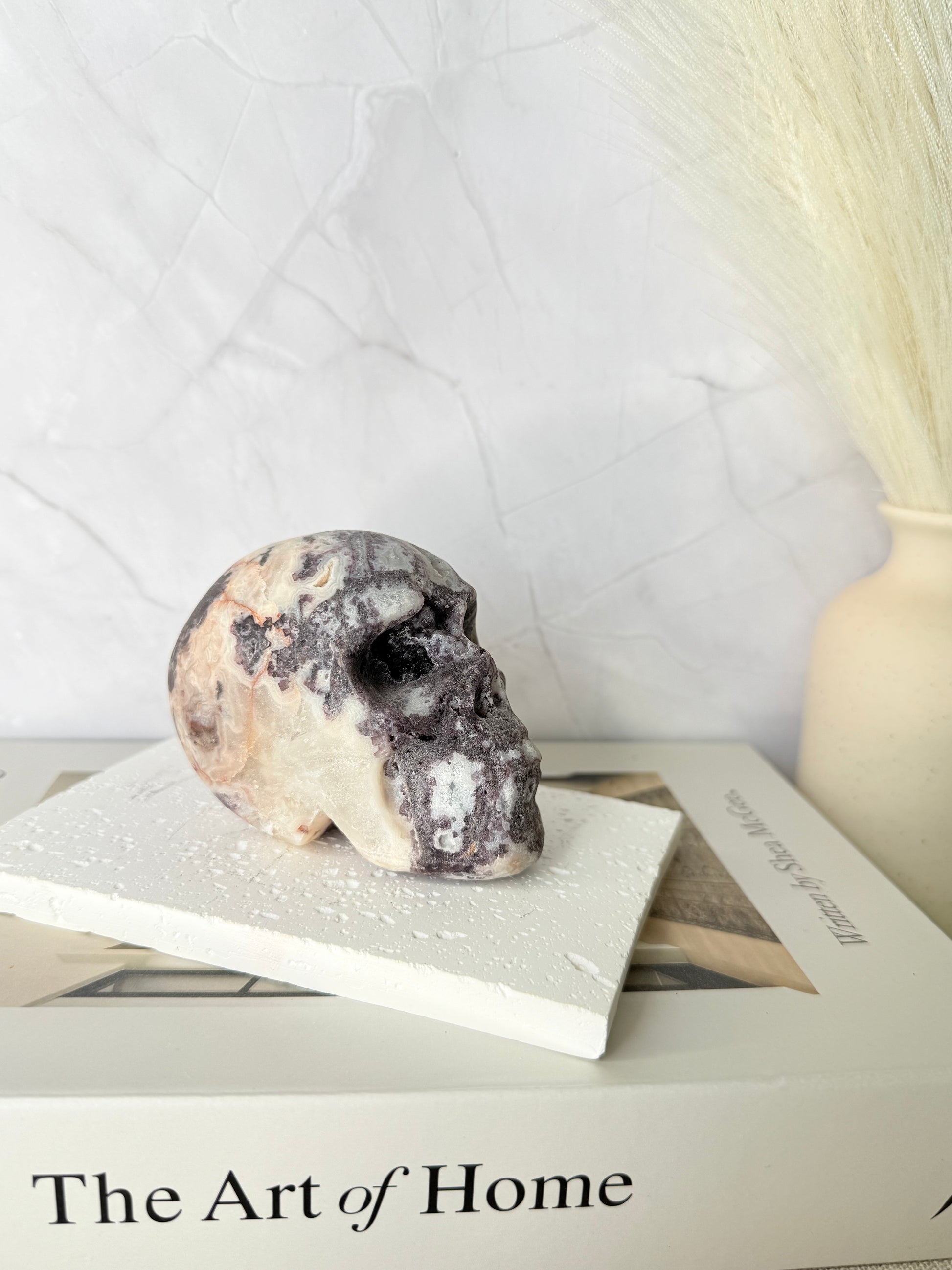 Fluorite Root Skull Carving with Druzy - Auralis Crystals
