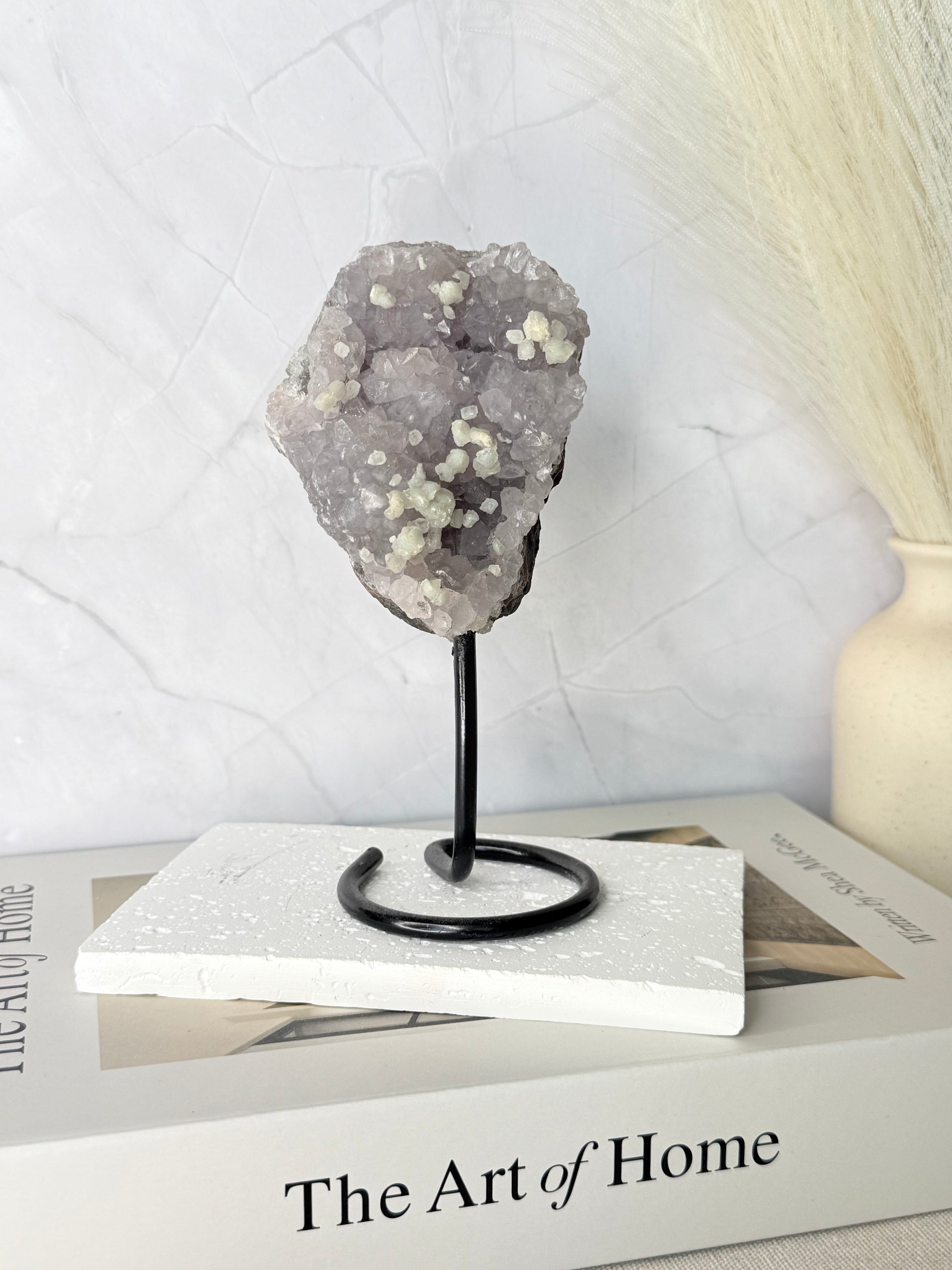 Brazilian Amethyst Cluster with Calcite Inclusions - Auralis Crystals
