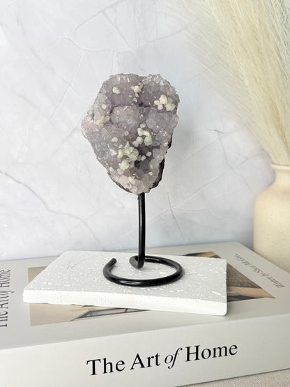 Brazilian Amethyst Cluster with Calcite Inclusions - Auralis Crystals