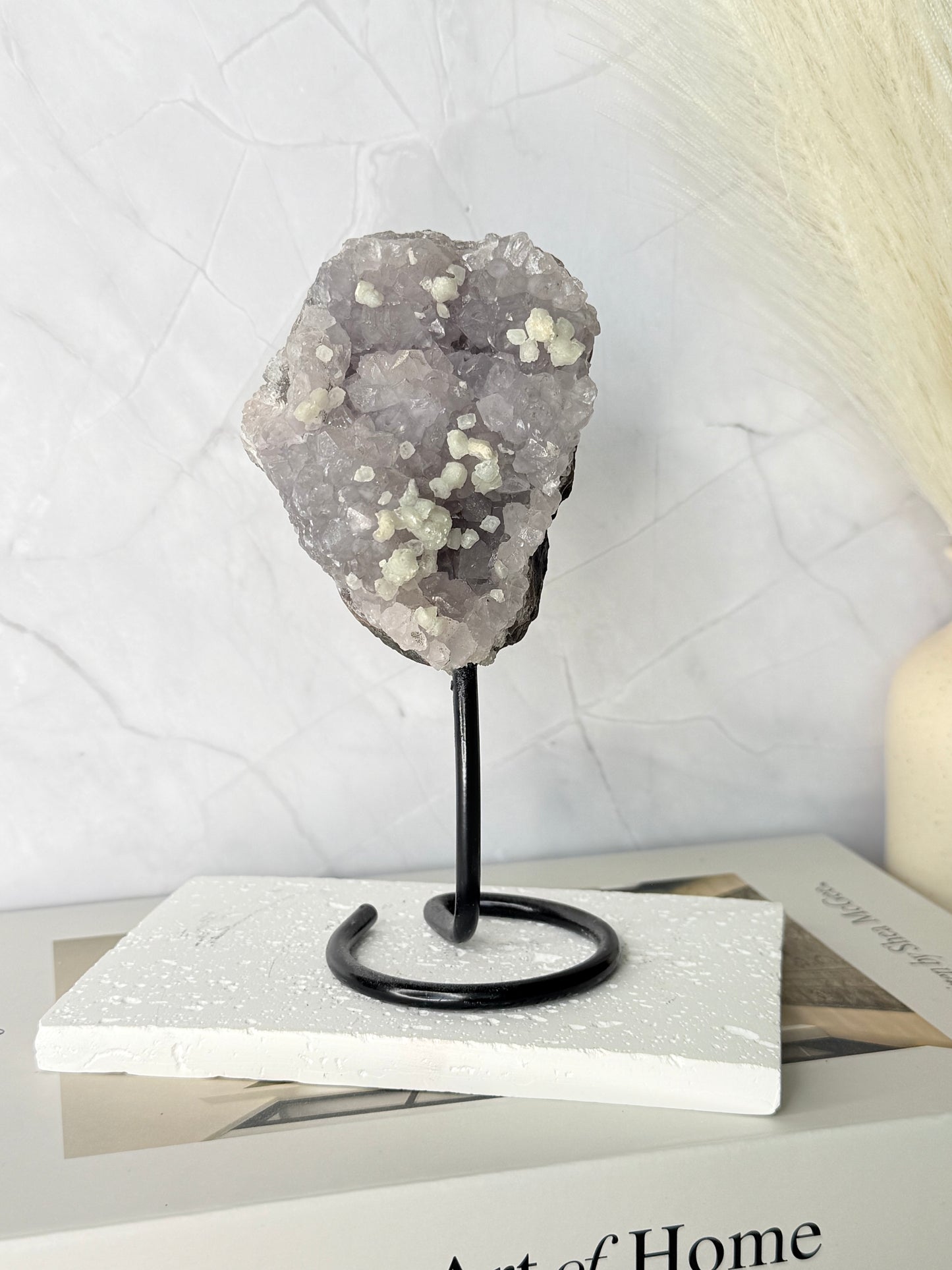 Brazilian Amethyst Cluster with Calcite Inclusions - Auralis Crystals