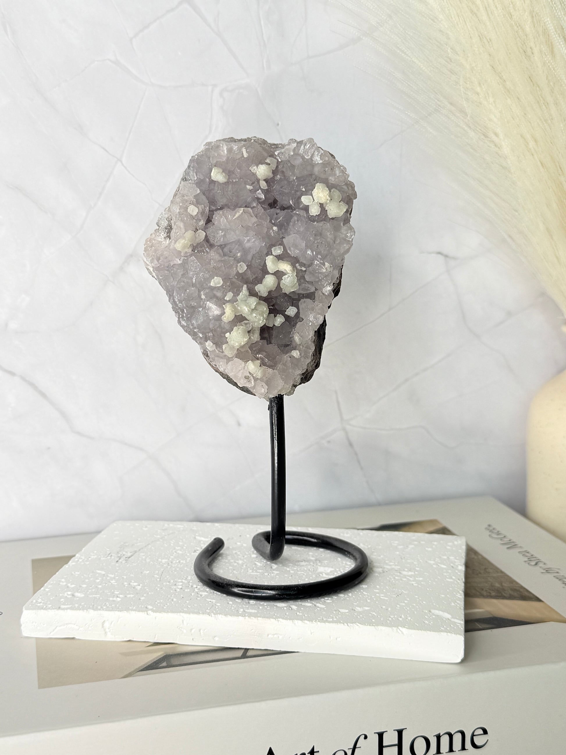 Brazilian Amethyst Cluster with Calcite Inclusions - Auralis Crystals