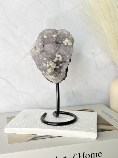Brazilian Amethyst Cluster with Calcite Inclusions - Auralis Crystals