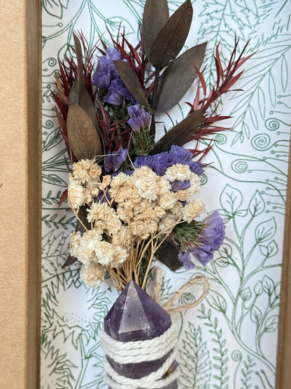 Amethyst Crystal Point Bouquet | Dried Flower & Crystal Gift Box | Boho Crystal Gift