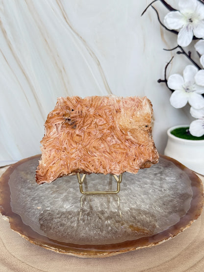 Natural Pink Bladed Barite with Vanadinite Crystal Specimen | Rare Mineral Collector's Piece