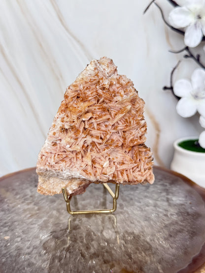 Natural Pink Bladed Barite with Vanadinite Crystal Specimen | Rare Mineral Collector's Piece