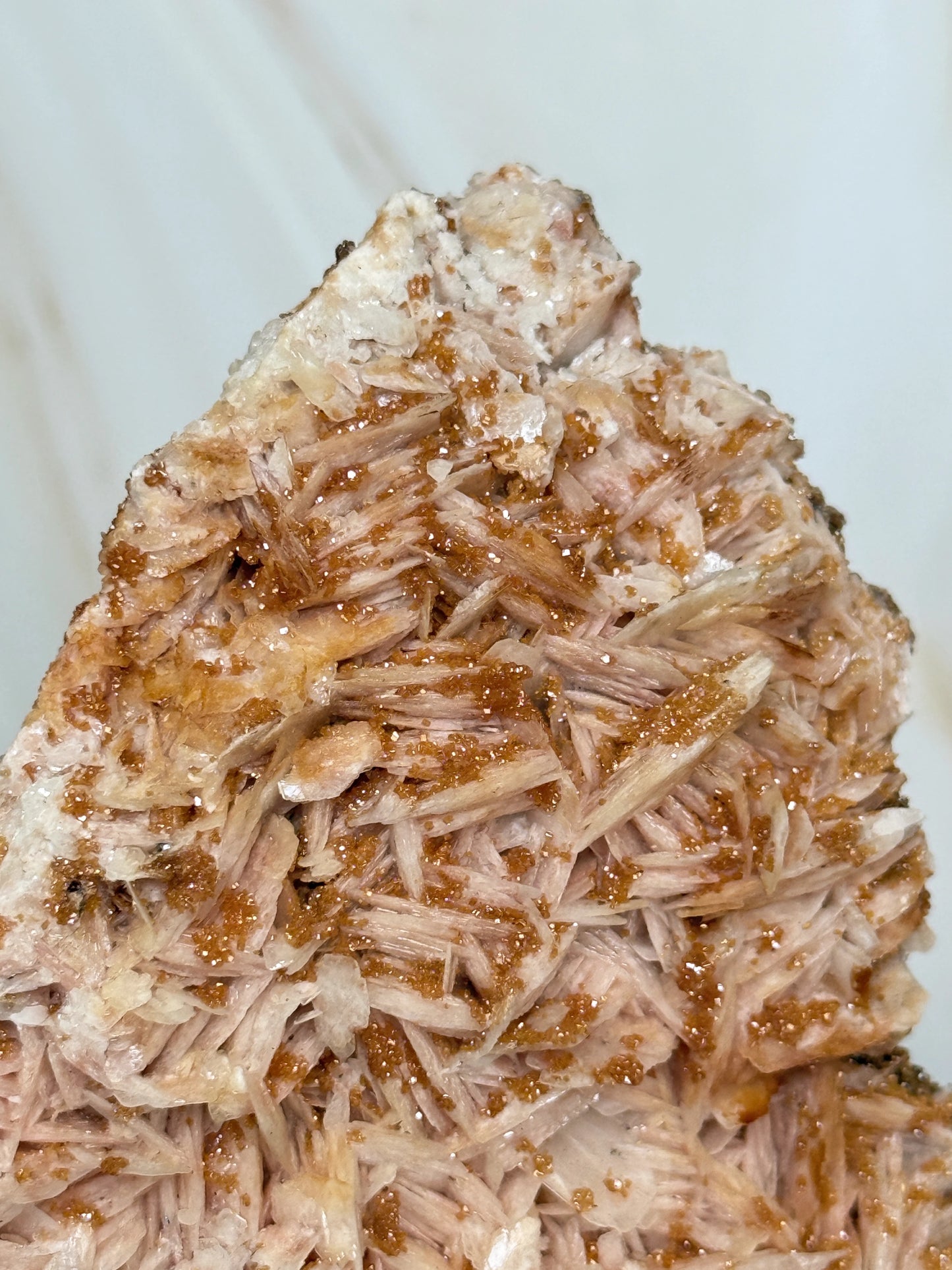 Natural Pink Bladed Barite with Vanadinite Crystal Specimen | Rare Mineral Collector's Piece