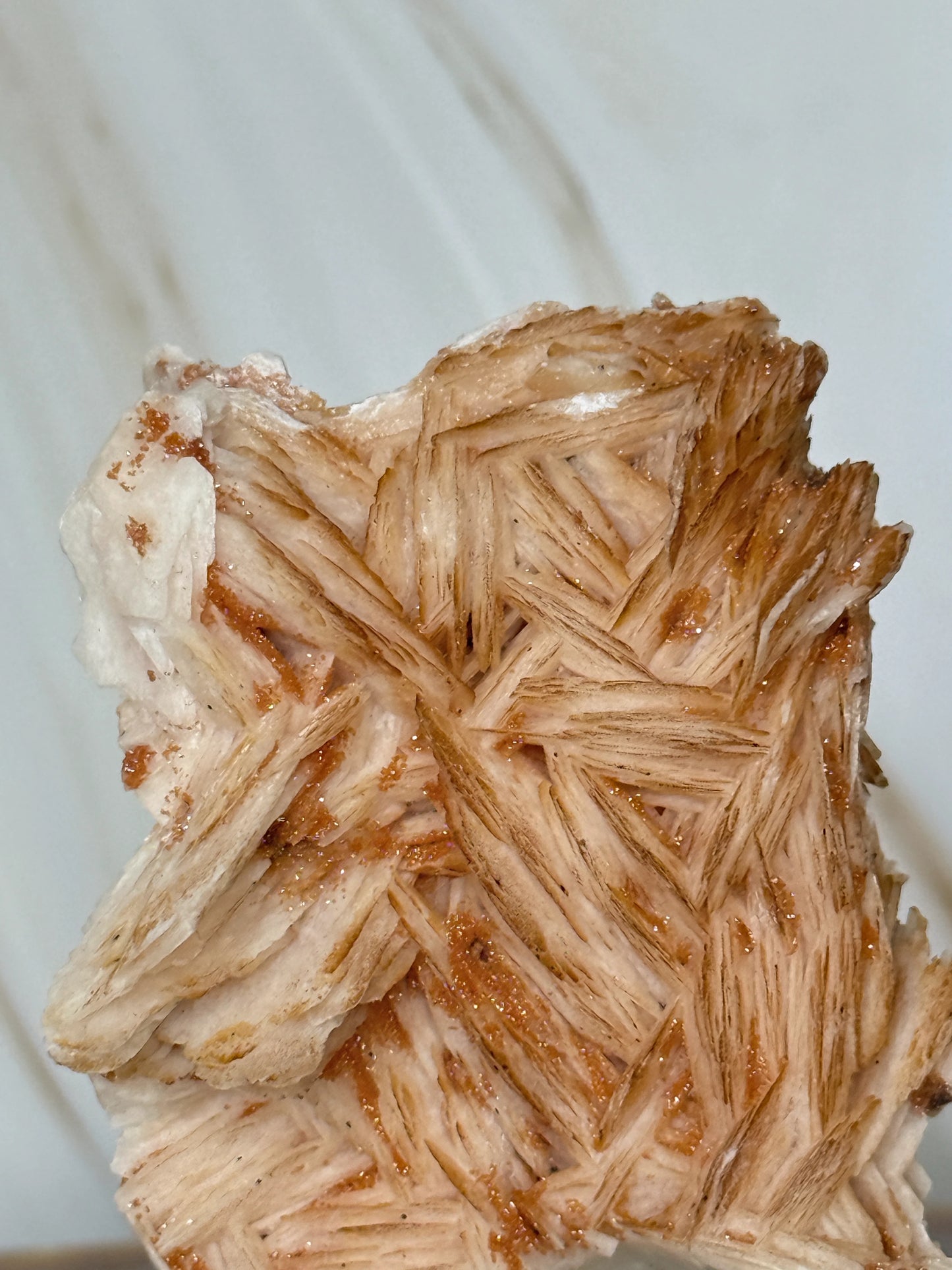Natural Pink Bladed Barite with Vanadinite Crystal Specimen | Rare Mineral Collector's Piece
