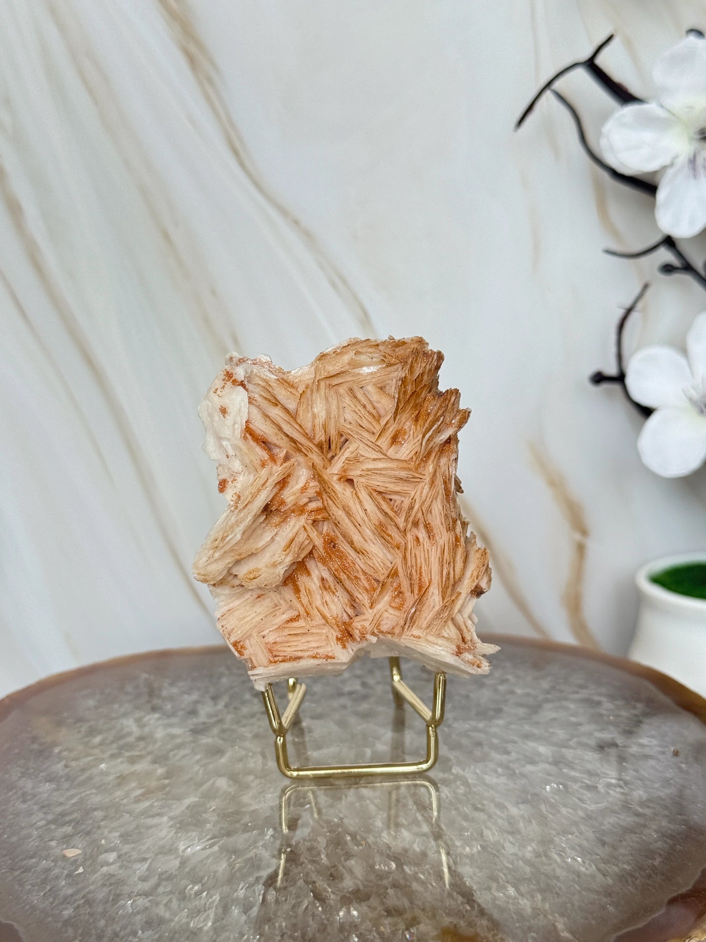 Natural Pink Bladed Barite with Vanadinite Crystal Specimen | Rare Mineral Collector's Piece