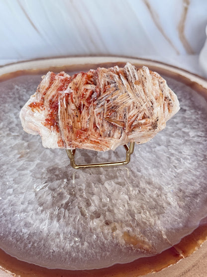 Natural Pink Bladed Barite with Vanadinite Crystal Specimen | Rare Mineral Collector's Piece