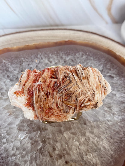 Natural Pink Bladed Barite with Vanadinite Crystal Specimen | Rare Mineral Collector's Piece
