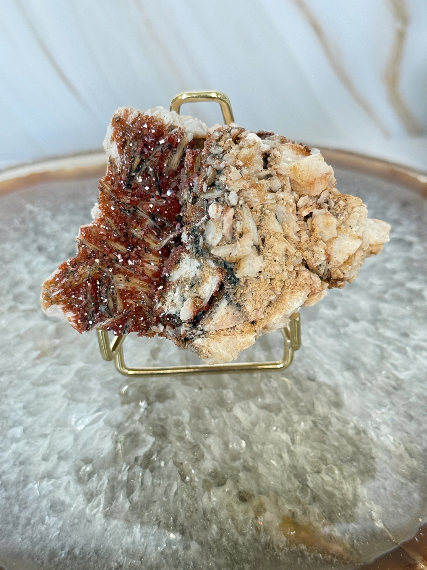 Natural Pink Bladed Barite with Vanadinite Crystal Specimen | Rare Mineral Collector's Piece