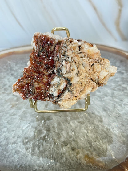 Natural Pink Bladed Barite with Vanadinite Crystal Specimen | Rare Mineral Collector's Piece