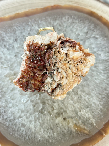 Natural Pink Bladed Barite with Vanadinite Crystal Specimen | Rare Mineral Collector's Piece
