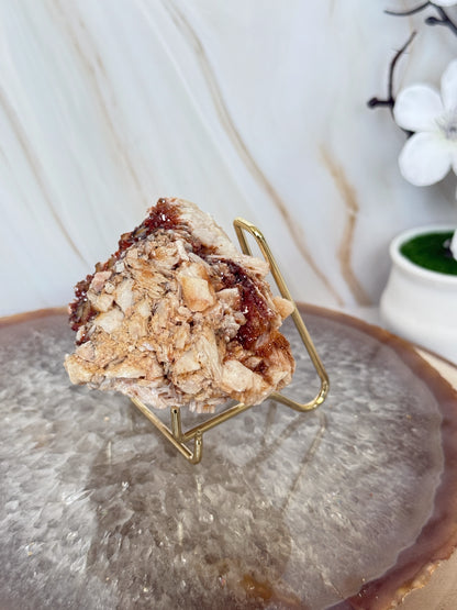 Natural Pink Bladed Barite with Vanadinite Crystal Specimen | Rare Mineral Collector's Piece