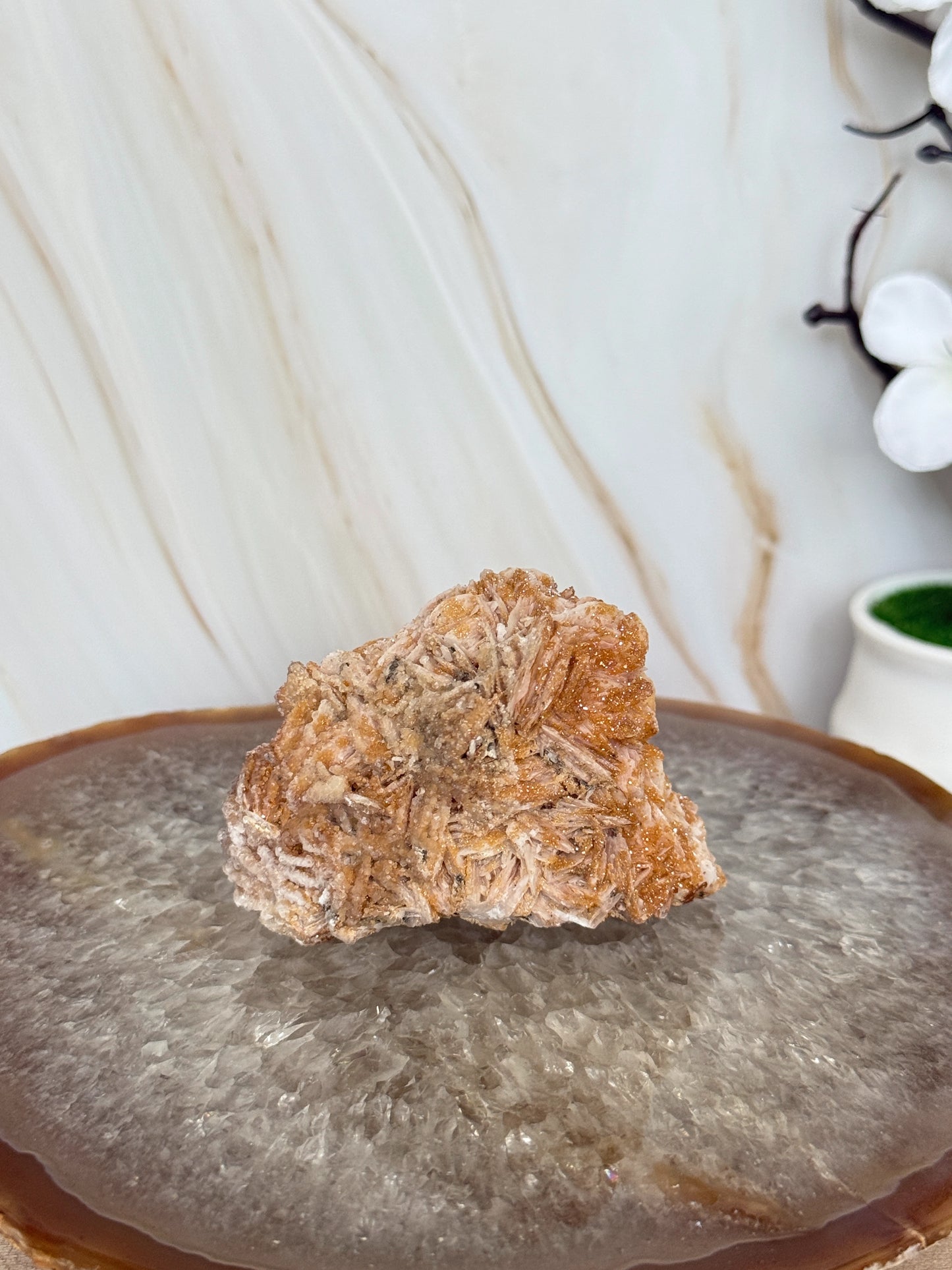 Natural Pink Bladed Barite with Vanadinite Crystal Specimen | Rare Mineral Collector's Piece