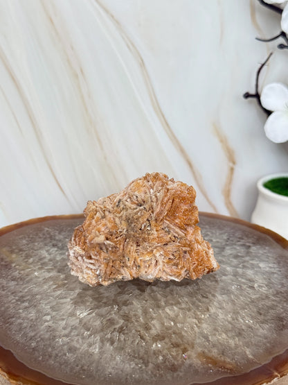 Natural Pink Bladed Barite with Vanadinite Crystal Specimen | Rare Mineral Collector's Piece