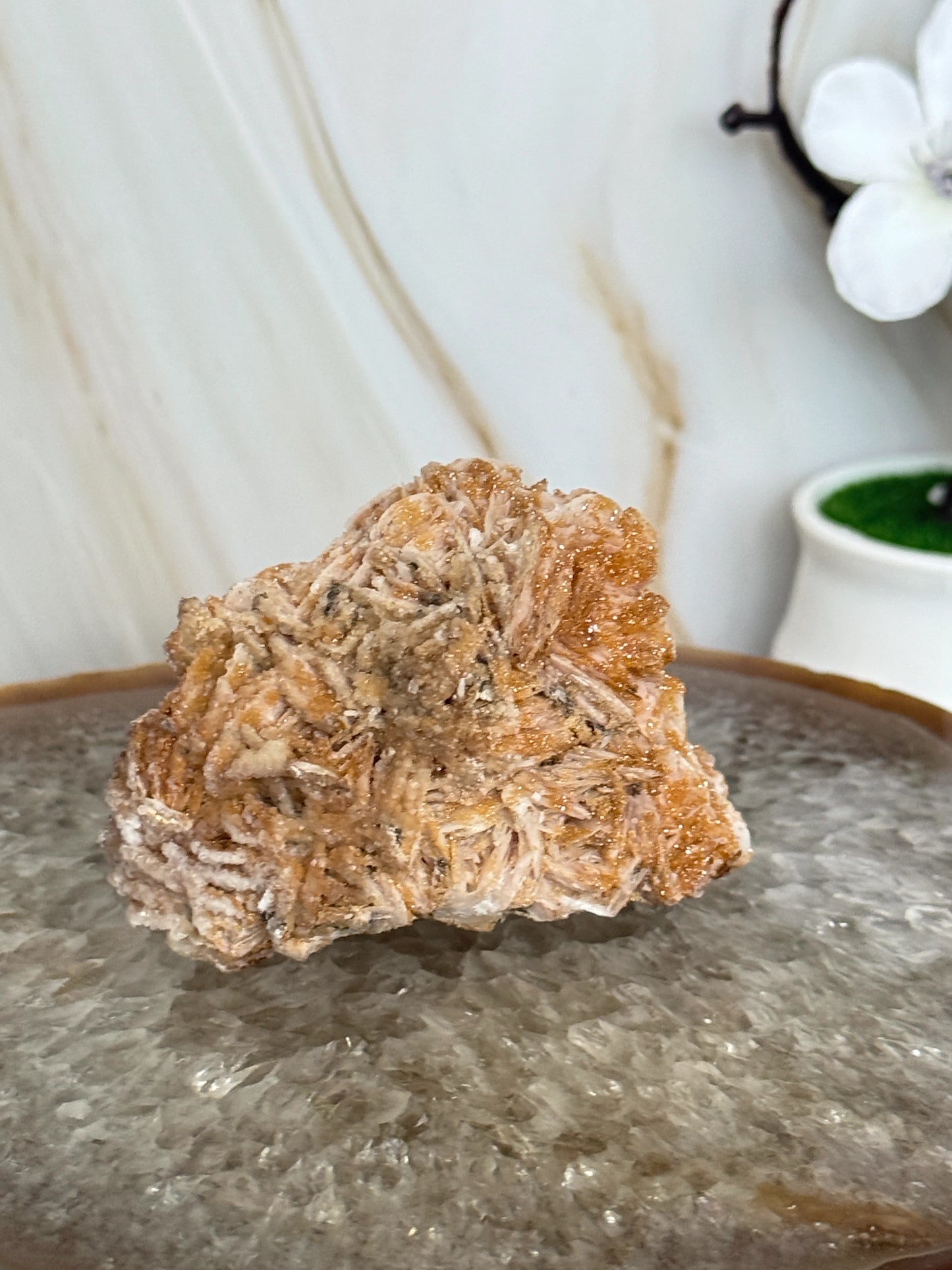 Natural Pink Bladed Barite with Vanadinite Crystal Specimen | Rare Mineral Collector's Piece
