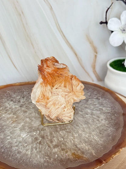Natural Pink Bladed Barite with Vanadinite Crystal Specimen | Rare Mineral Collector's Piece