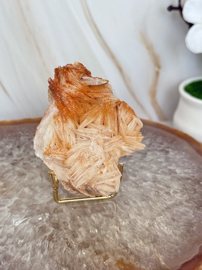 Natural Pink Bladed Barite with Vanadinite Crystal Specimen | Rare Mineral Collector's Piece