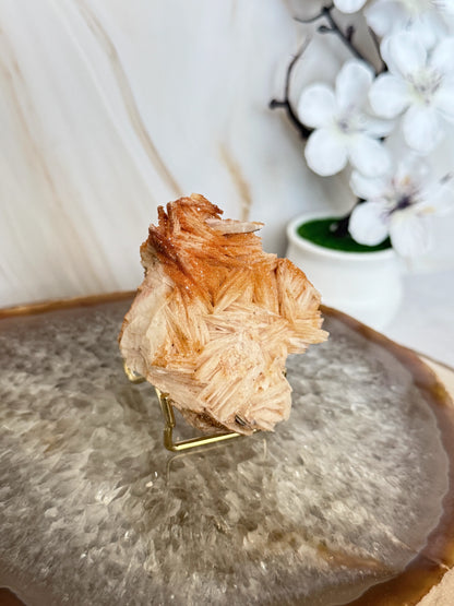 Natural Pink Bladed Barite with Vanadinite Crystal Specimen | Rare Mineral Collector's Piece