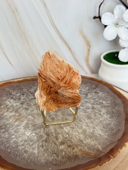 Natural Pink Bladed Barite with Vanadinite Crystal Specimen | Rare Mineral Collector's Piece
