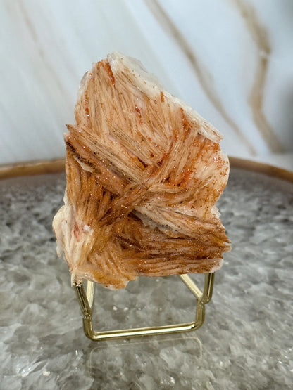 Natural Pink Bladed Barite with Vanadinite Crystal Specimen | Rare Mineral Collector's Piece