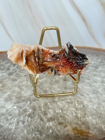 Natural Pink Bladed Barite with Vanadinite Crystal Specimen | Rare Mineral Collector's Piece