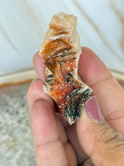Natural Pink Bladed Barite with Vanadinite Crystal Specimen | Rare Mineral Collector's Piece