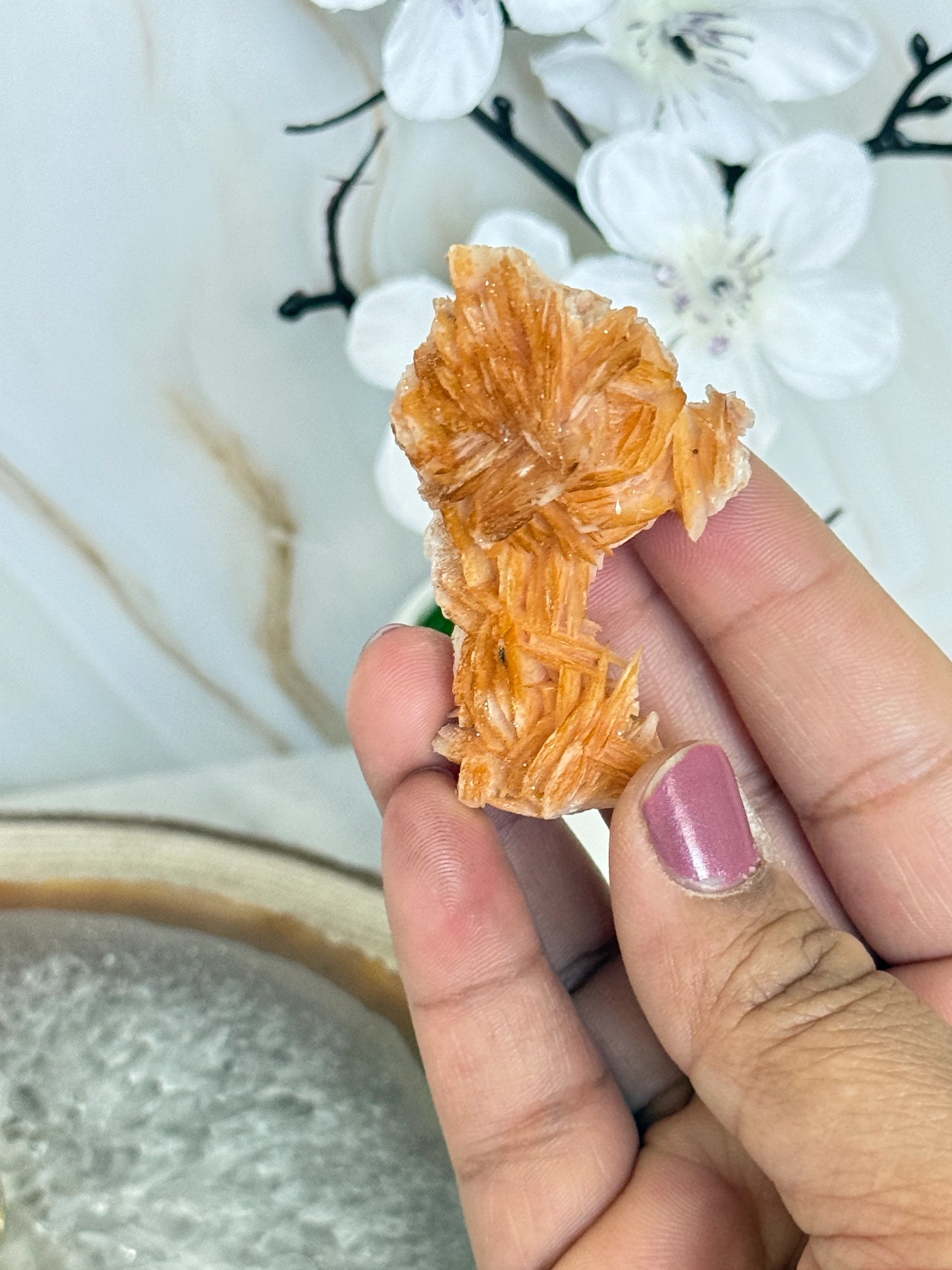 Natural Pink Bladed Barite with Vanadinite Crystal Specimen | Rare Mineral Collector's Piece