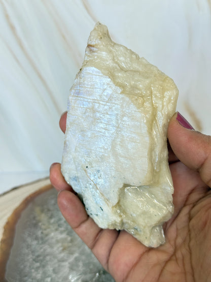 Flashy Tanzania Moonstone Slab | Natural Raw Moonstone Plate | Crystal Charging Plate