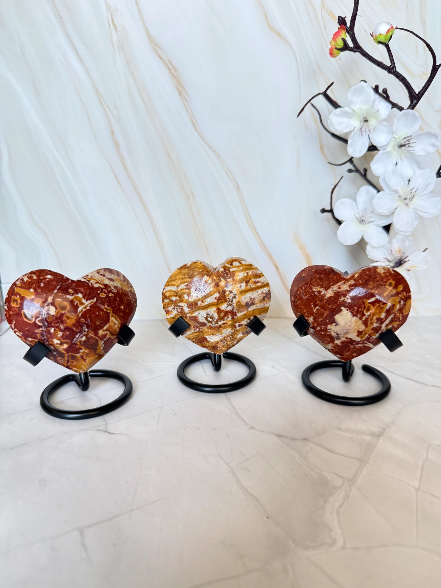 Van Gogh Stone Crystal Heart on Stand | Intuitively Selected | Unique Crystal Gift