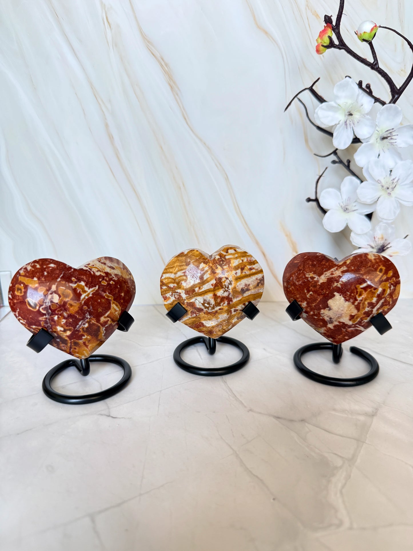 Van Gogh Stone Crystal Heart on Stand | Intuitively Selected | Unique Crystal Gift